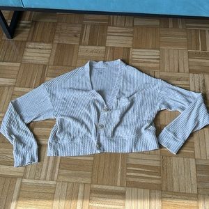 American Eagle cream plush cropped cardigan